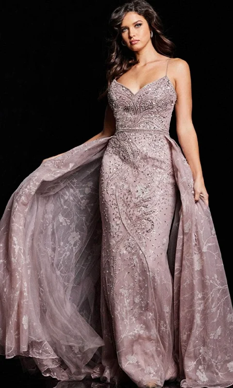 Deal Frenzy Jovani 24001 - V-Neck Column Dress