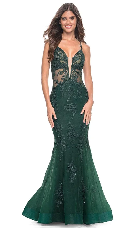Doorbuster Deal La Femme 32305 - Strappy Back Embroidered Prom Gown