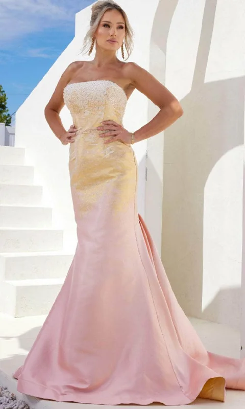 Seasonal Sale Terani Couture 241E2499 - Rhinestone Embellished Strapless Prom Dress