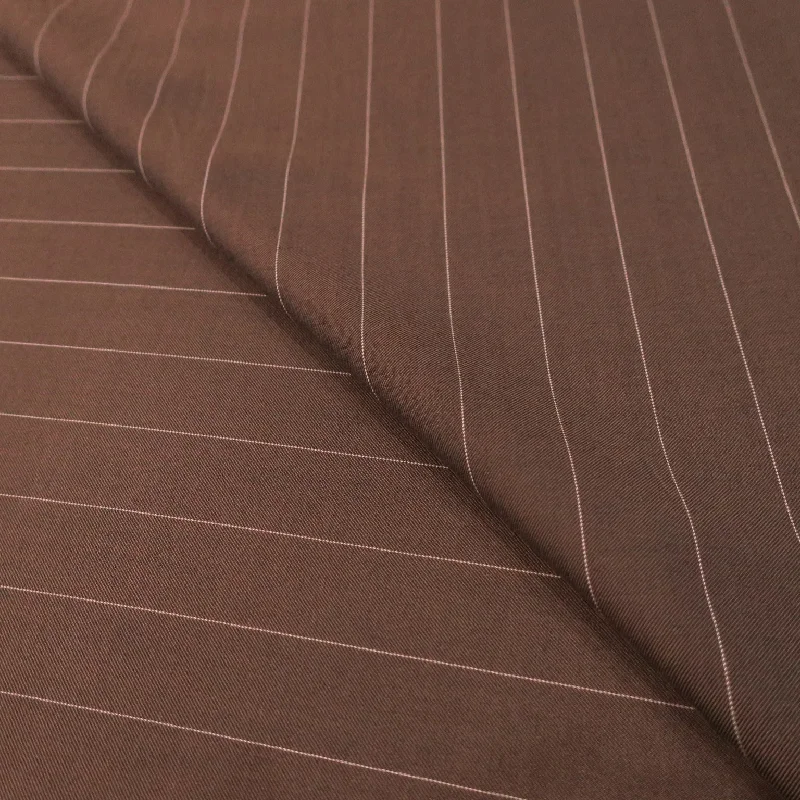 Can't Miss Brown Stripes Loro Piana Wool Cotton and Silk Fabric
