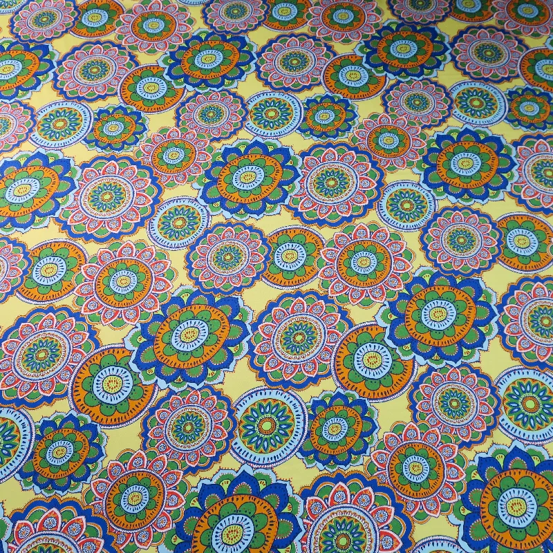 Price Reduction Mandala Floral Printed Silk Stretch Charmeuse