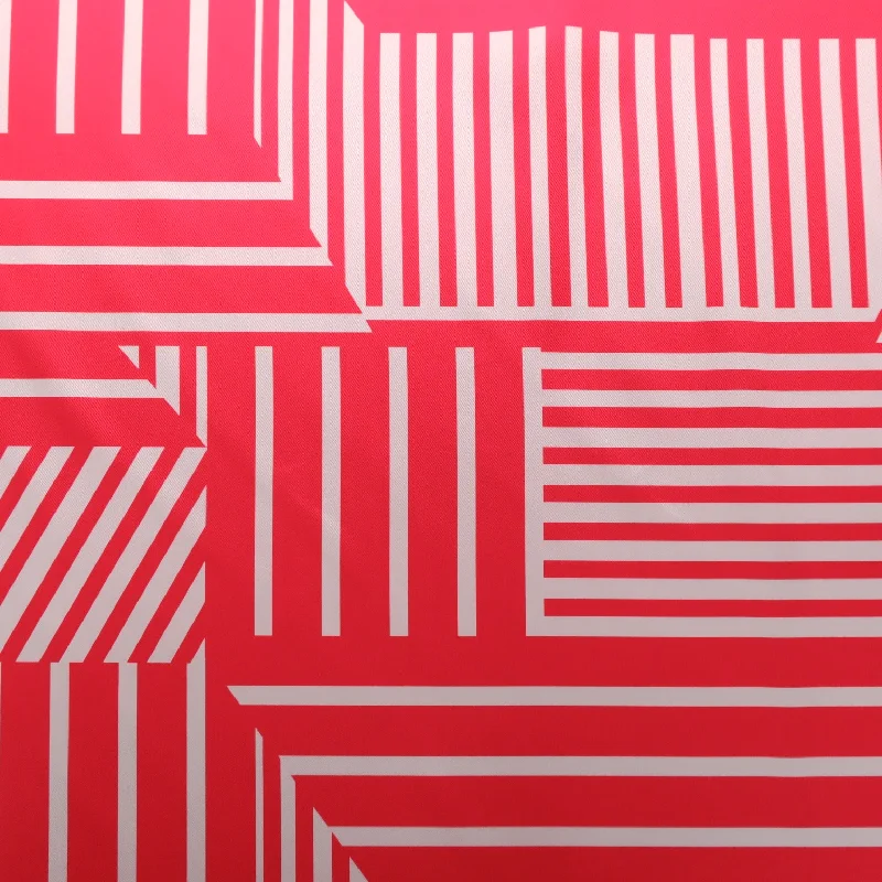 Super Deal Red Striped on White Printed Polyester Mikado Fabric