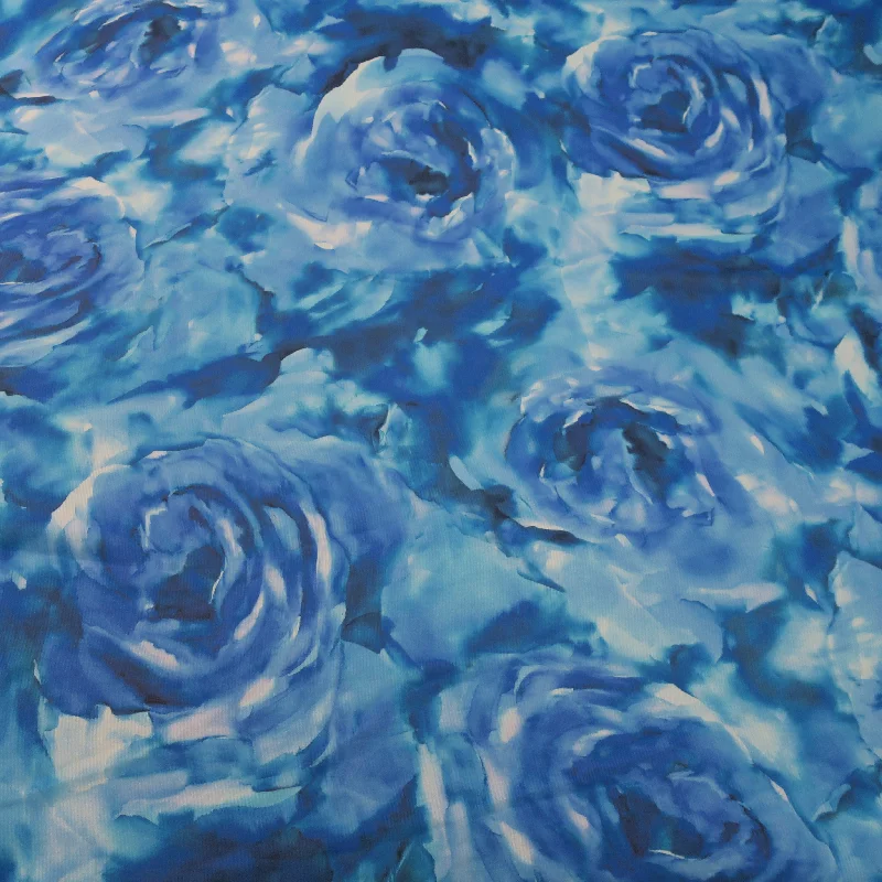 Buy Now Light Blue and White Floral Printed Silk Chiffon Fabric