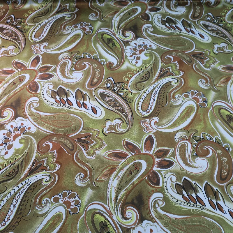 Deal Frenzy Brown Paisley  Printed Silk Charmeuse