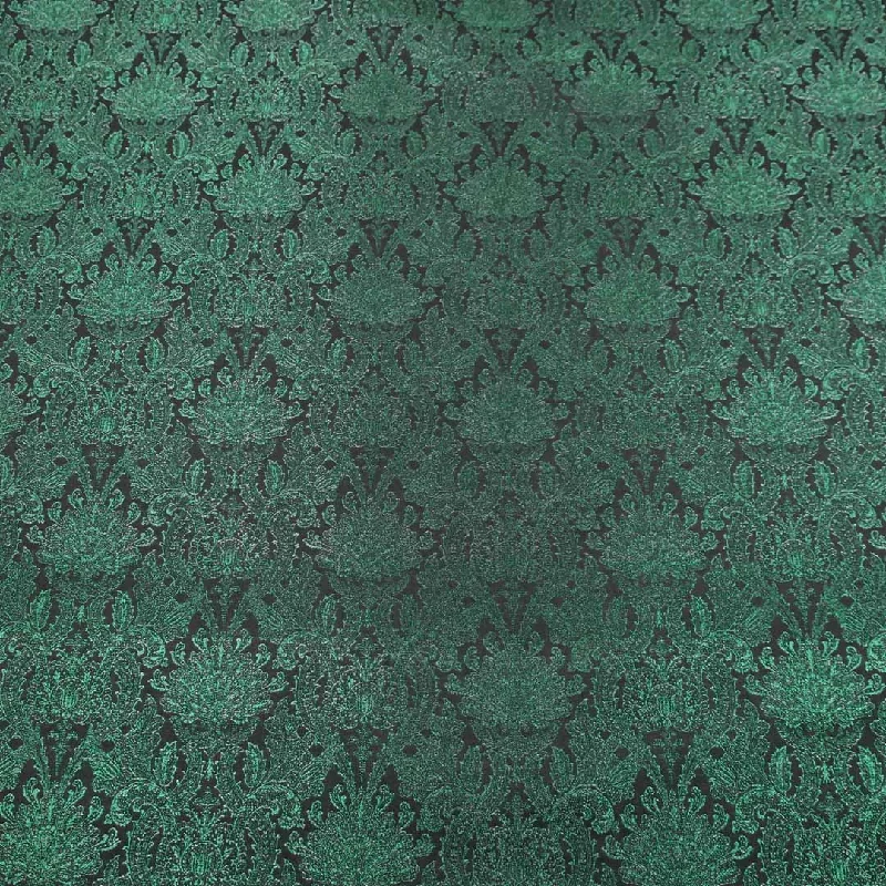 Huge Discounts Abstract Textured Green Brocade Fabric