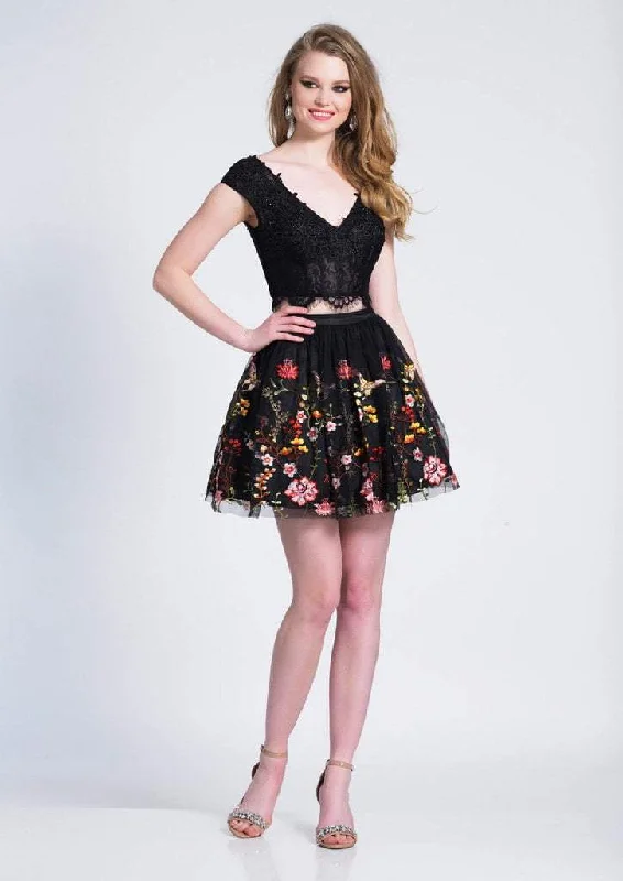 Super Savings Dave & Johnny - A6967 Two Piece Lace V-neck Embroidered A-line Dress