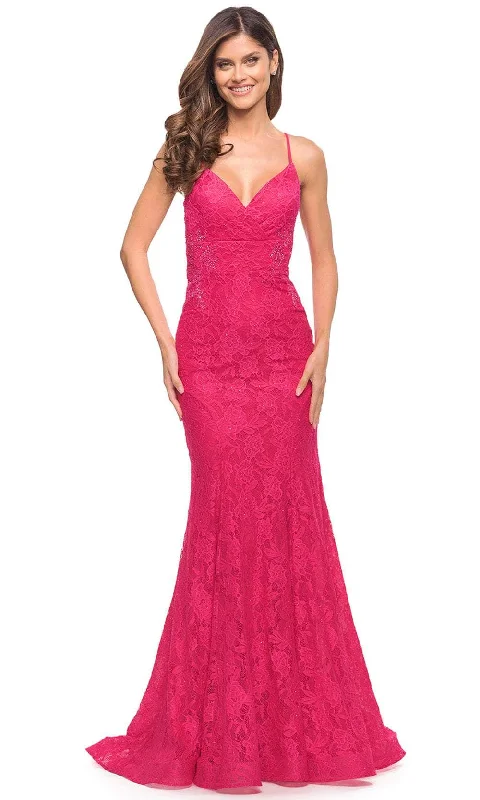 Super Bargain La Femme 30690 - Sleeveless Lace Up Mermaid Dress