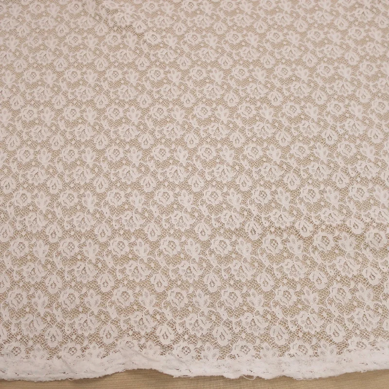 Stock Clearance White Embroidered Tulle Floral Double Scalloped Lace