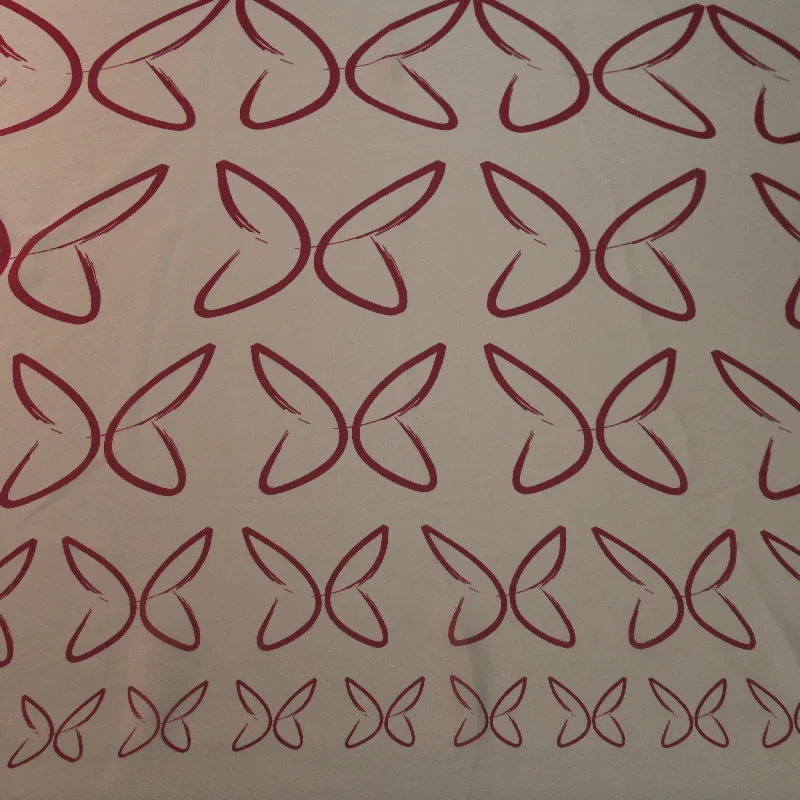 Extra Discounts Fuchsia Butterflies on a White Background Printed Silk Chiffon Fabric Extra Discounts Fuchsia Butterflies on a White Background Printed Silk Chiffon Fabric