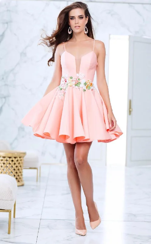 Discount Days Tarik Ediz - Floral Accented A-line Dress 50067