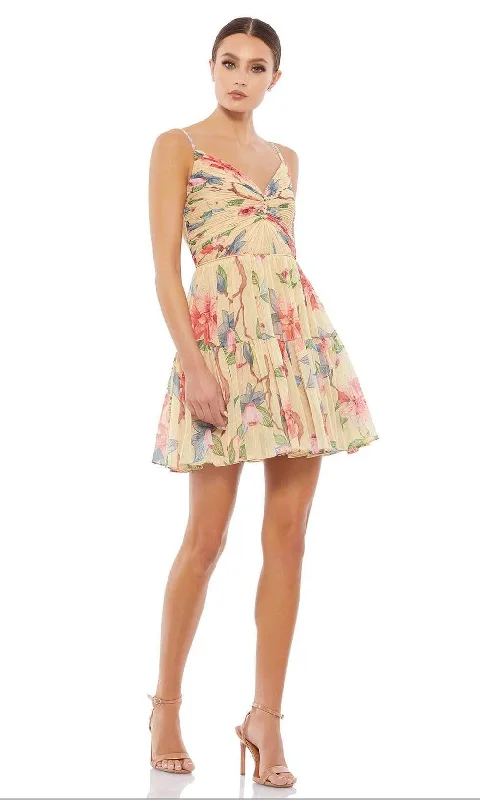 Flash Deals Ieena Duggal - 70204I Ruched Bod Floral Short Dress
