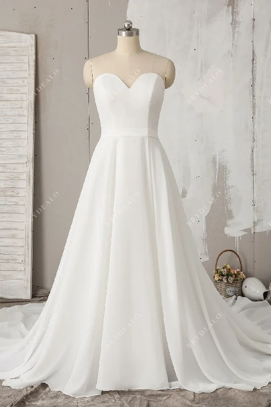 Big Discounts Ready To Ship | Simple Sweetheart Chiffon Wedding Dress