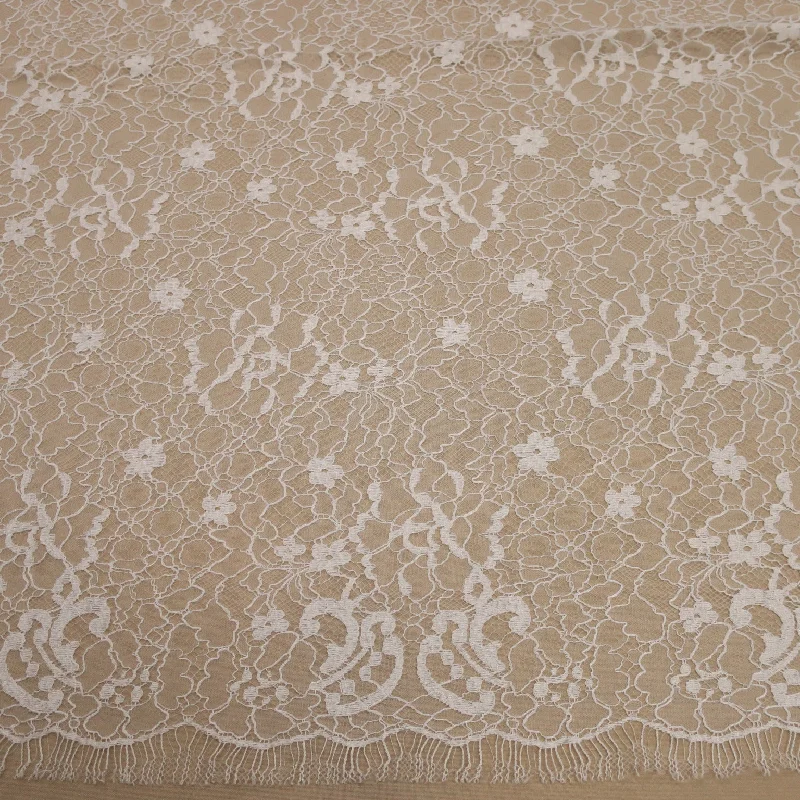 Special Price White Embroidered Tulle Floral Double Scalloped Lace