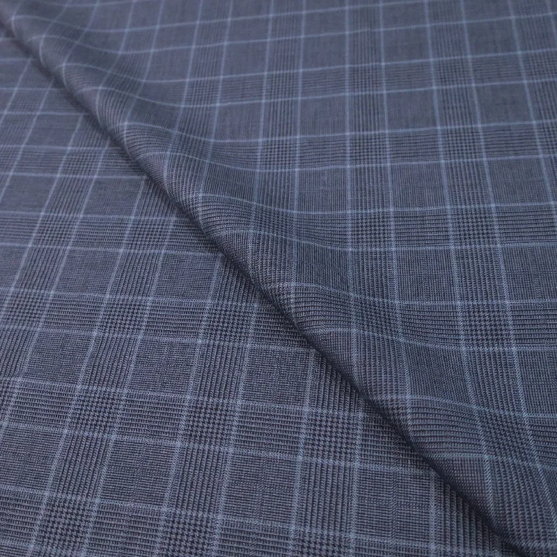 Early Access Blue Tartan Loro Piana Linen 55 Linen Wool and Silk Fabric