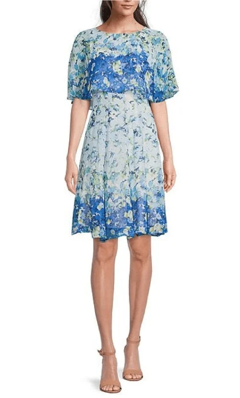 Year-End Clearance Maison Tara 30474MA - Floral Jewel Neck Cocktail Dress