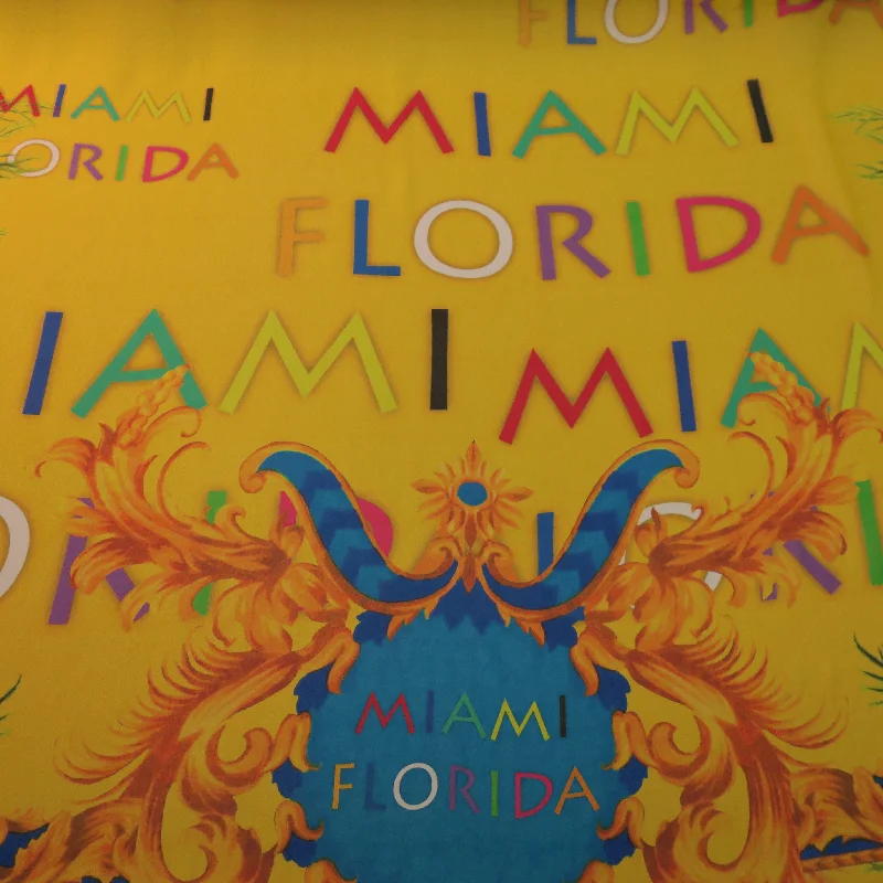 Exclusive Online Offer I Love Florida Miami on a Yellow Background Printed Silk Chiffon Fabric Exclusive Online Offer I Love Florida Miami on a Yellow Background Printed Silk Chiffon Fabric
