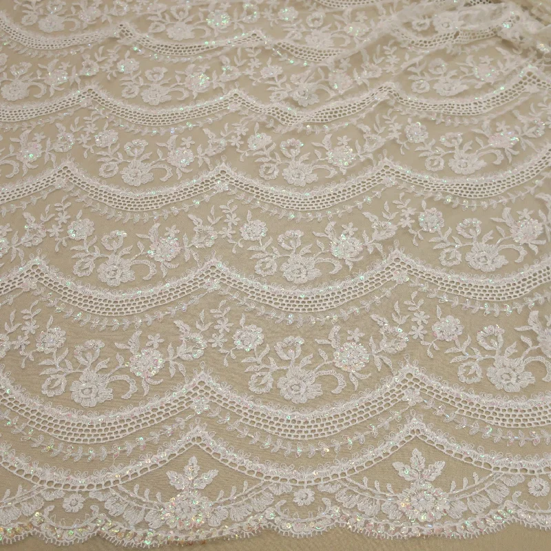Grand Opening Sale Off White Embroidered with Pearls Lace