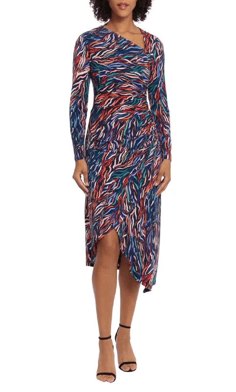 Price Break Maggy London G5602M - Printed Faux Wrap Dress