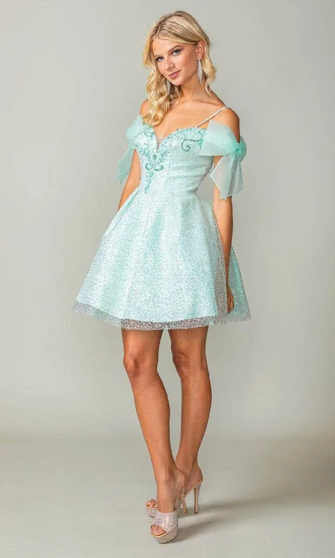 Incredible Offers Dancing Queen 3363 - Bow Sleeve Cocktail Dress