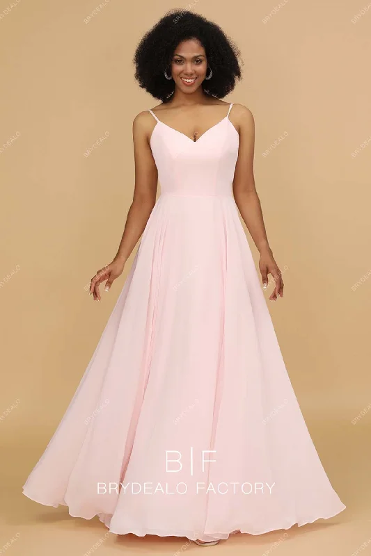 Price Buster Blush Chiffon A-line Floor Length Bridesmaid Dress