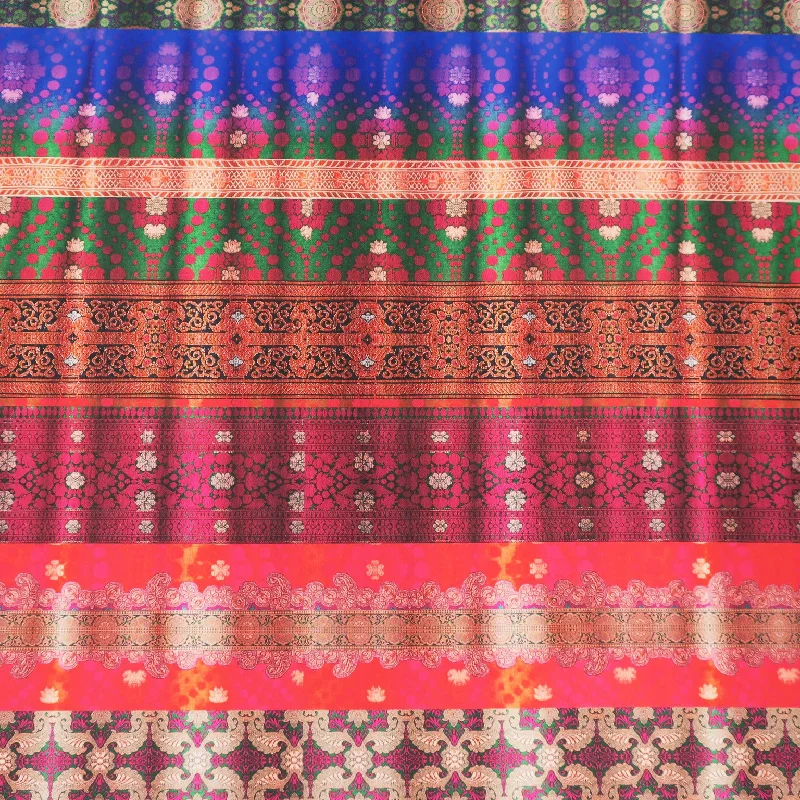 Don’t Miss Out Multicolored Royal Striped on Printed Polyester Mikado Fabric