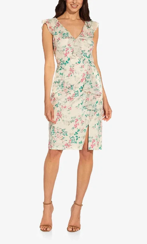 Instant Discount Adrianna Papell AP1D104738 - Ruffle Detailed Sleeveless Knee Length Dress Instant Discount Adrianna Papell AP1D104738 - Ruffle Detailed Sleeveless Knee Length Dress