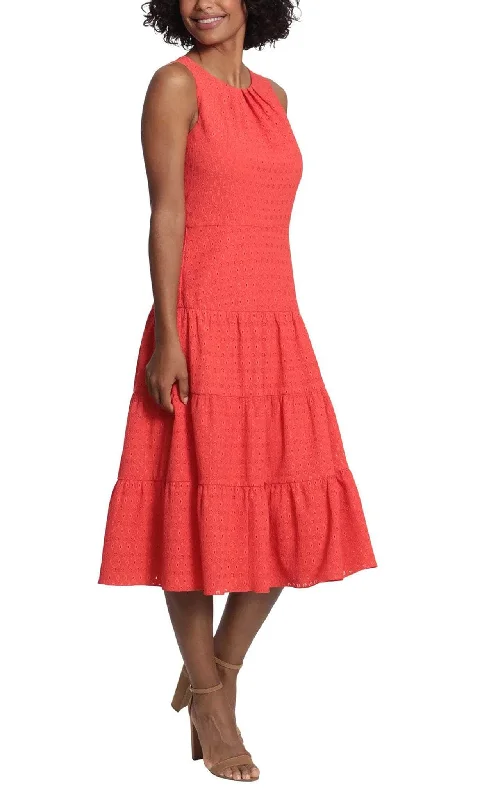 Fantastic Offers London Times T6138M - Tea Length Tiered A-Line Dress