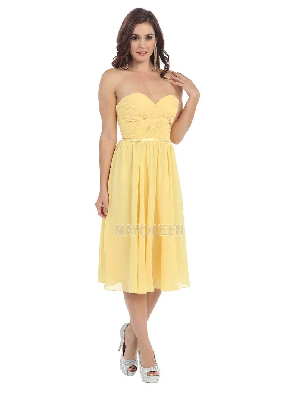 Daily Deals May Queen - MQ1161 Strapless Sweetheart A-Line Tea-Length Dress