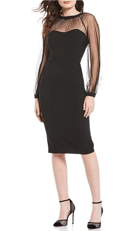 Deal Explosion Maggy London G4507M - Illusion Sleeve Midi Dress