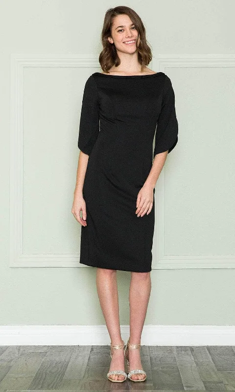 Great Bargains Poly USA 8772 - Quarter Sleeves Jersey Knee-Length Dress