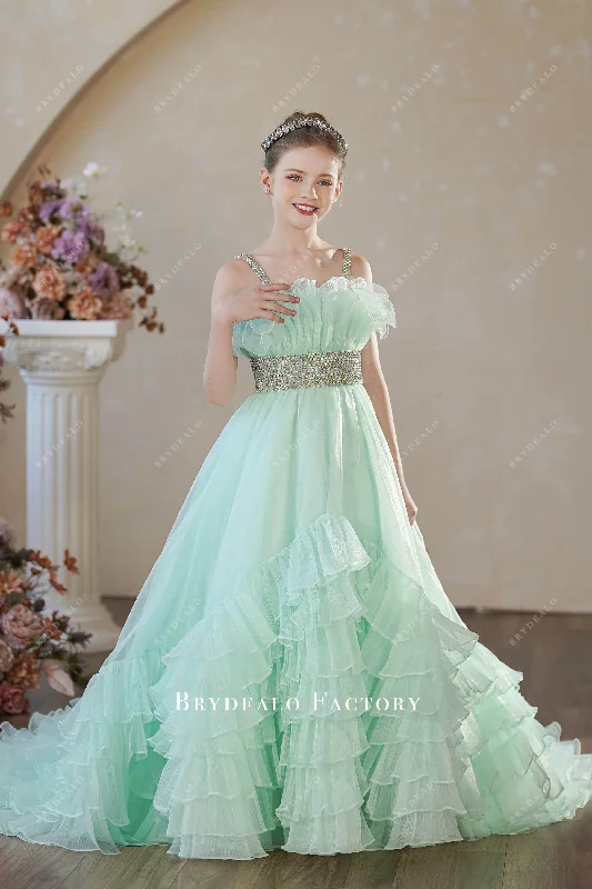 Price Reduction Ready To Ship | Tiffany Ruffled Neck Rhinestone Straps Junior Pageant Dress Price Reduction Ready To Ship | Tiffany Ruffled Neck Rhinestone Straps Junior Pageant Dress
