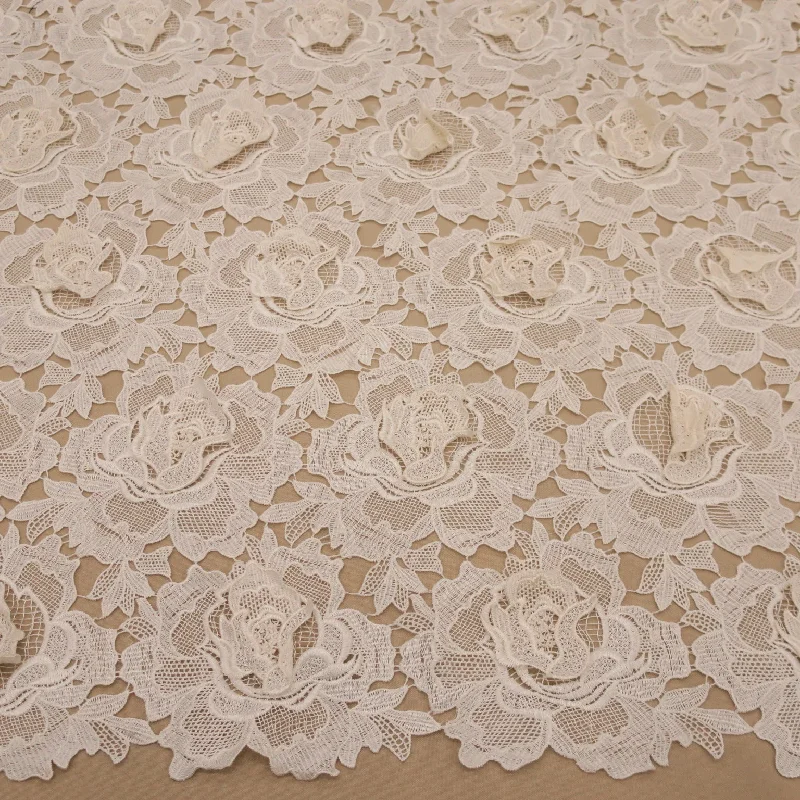 Year-End Sale Ivory High Relief Floral 3D Embroidered Guipure Lace