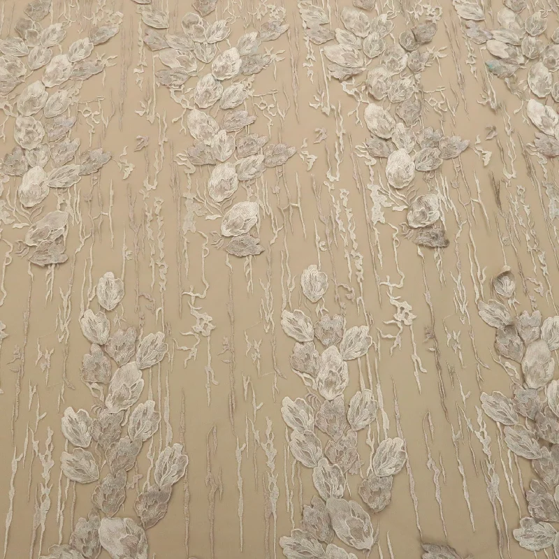 Deal of the Week Blush Floral Abstract Embroidered Tulle Fabric