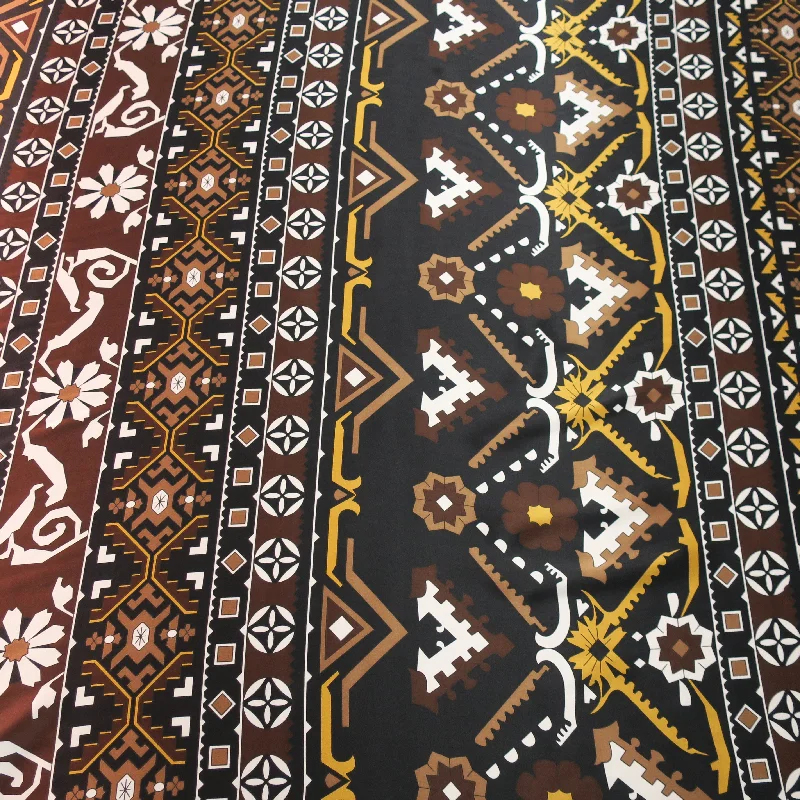 Factory Direct Sale White Light Brown on a Dark Brown Background Floral Printed Silk Charmeuse Fabric