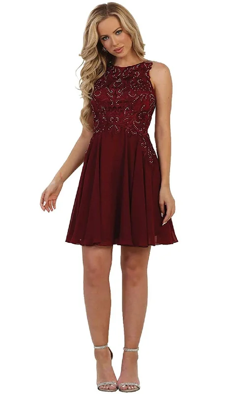 Great Deals May Queen - MQ1556 Beaded A-Line Cocktail Dress