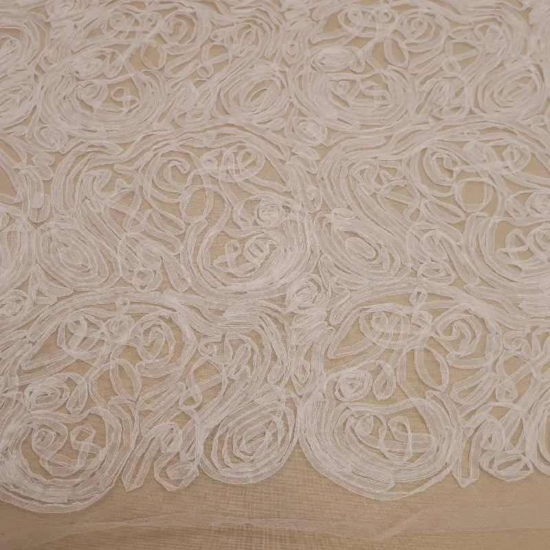 Final Clearance White Embroidered Tulle Floral Lace