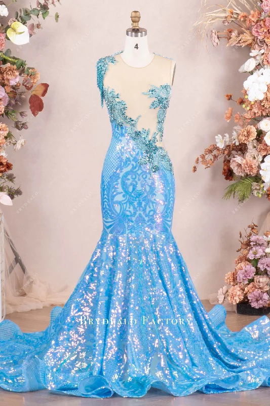 Best Bargains Luxury Rhinestone Tassel Applique Sequin Prom Dress