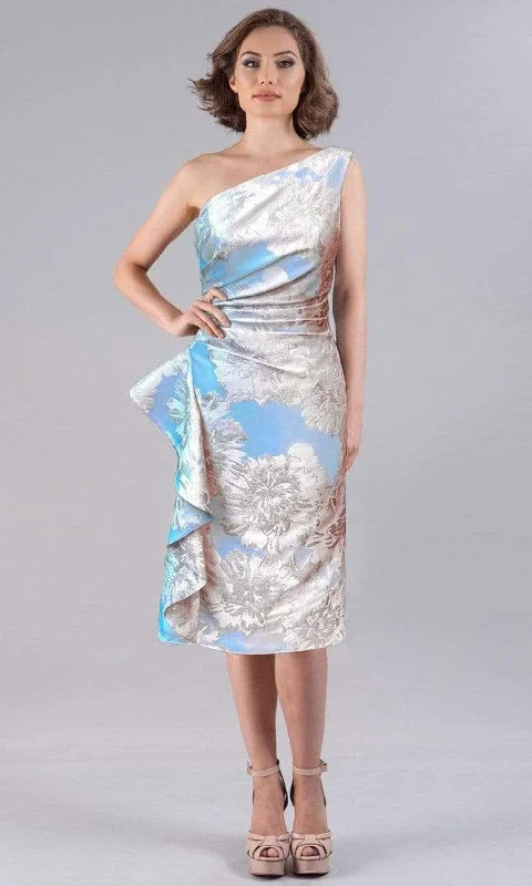 Steals and Deals Gia Franco - 12108 Asymmetric Floral Printed Midi Dress