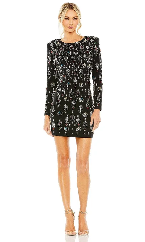 Markdowns Mac Duggal 93854 - Rhinestone Embellished Long Sleeve Cocktail Dress