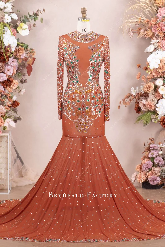 Special Price Luxury Rhinestone Spandex Mermaid Prom Dress