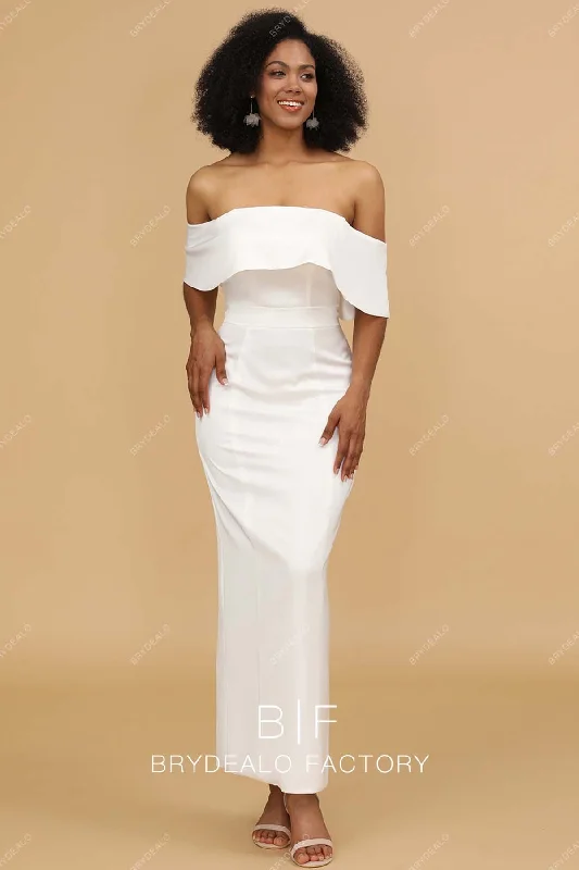 Savings Alert Fold Off-shoulder Ankle Length Sheath Bridesmaid Dress