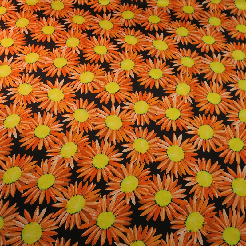 Value Deals Orange and Yellow Floral on a Black Background Printed Silk Charmeuse Fabric Value Deals Orange and Yellow Floral on a Black Background Printed Silk Charmeuse Fabric