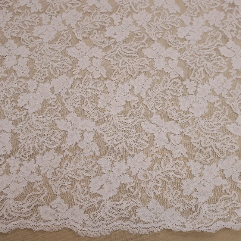 Discount Days White Embroidered Tulle Corded Floral Lace