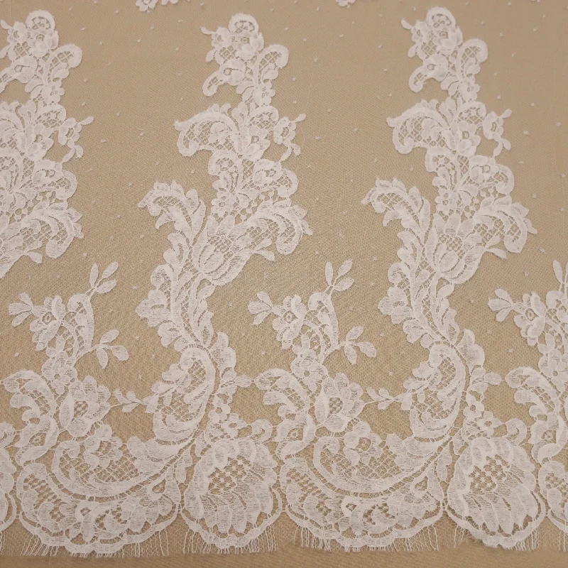 Great Deals White Embroidered Tulle Floral Lace