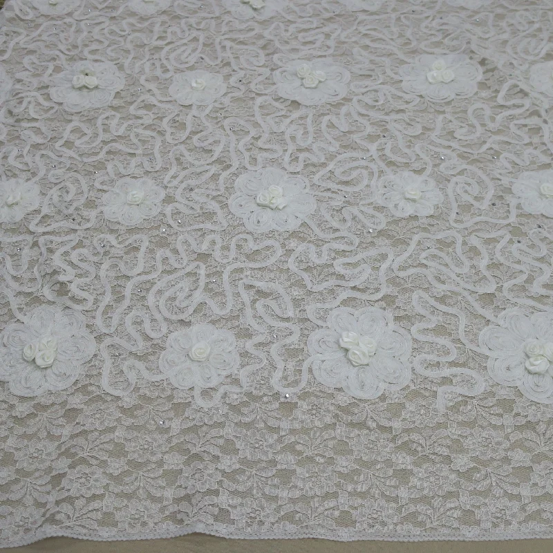 Inventory Reduction Ivory Floral Embroidered Lace