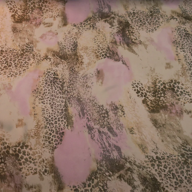Anniversary Sale Animal Light Pink and Brown Printed Silk Chiffon Fabric