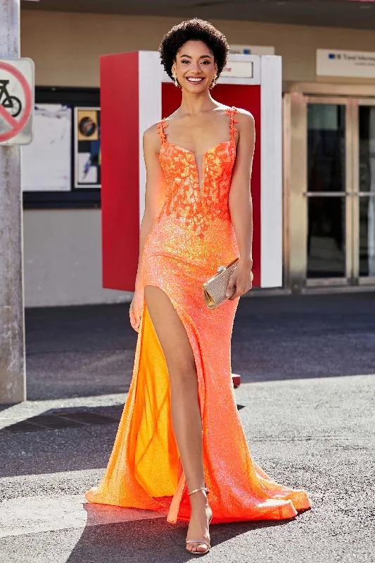 Discount Days Deep V Neck Bodycon Sequins Gown