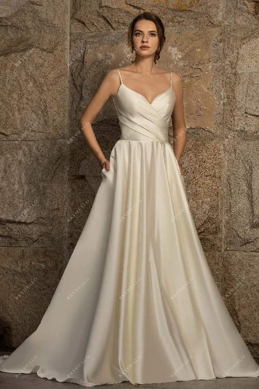 Unmissable Offer Ready To Ship | Classic Spaghetti Strap Pockets Wedding Ball Gown Unmissable Offer Ready To Ship | Classic Spaghetti Strap Pockets Wedding Ball Gown