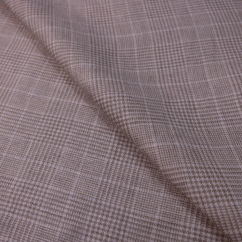 Deal Mania Ivory and Light Beige Plaid Windowpane Wool Ariston Fabric
