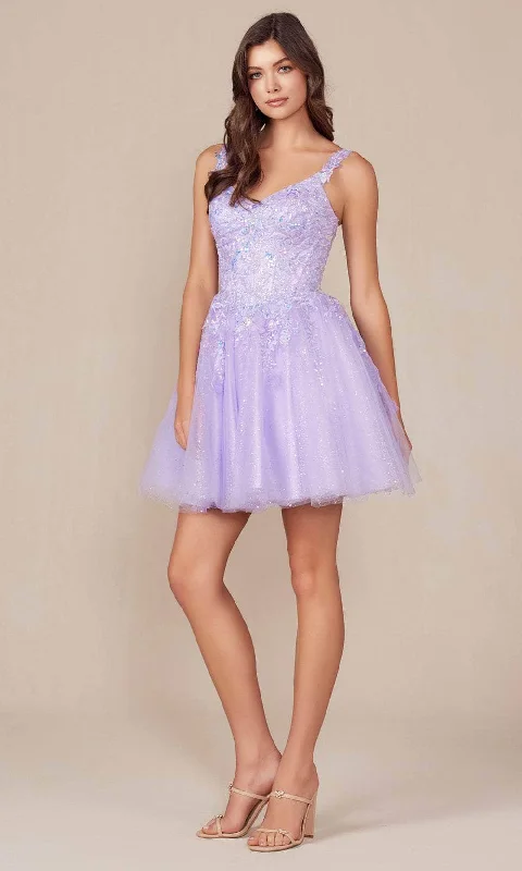 Massive Deals Nox Anabel H846 - V-Neck A-Line Cocktail Dress